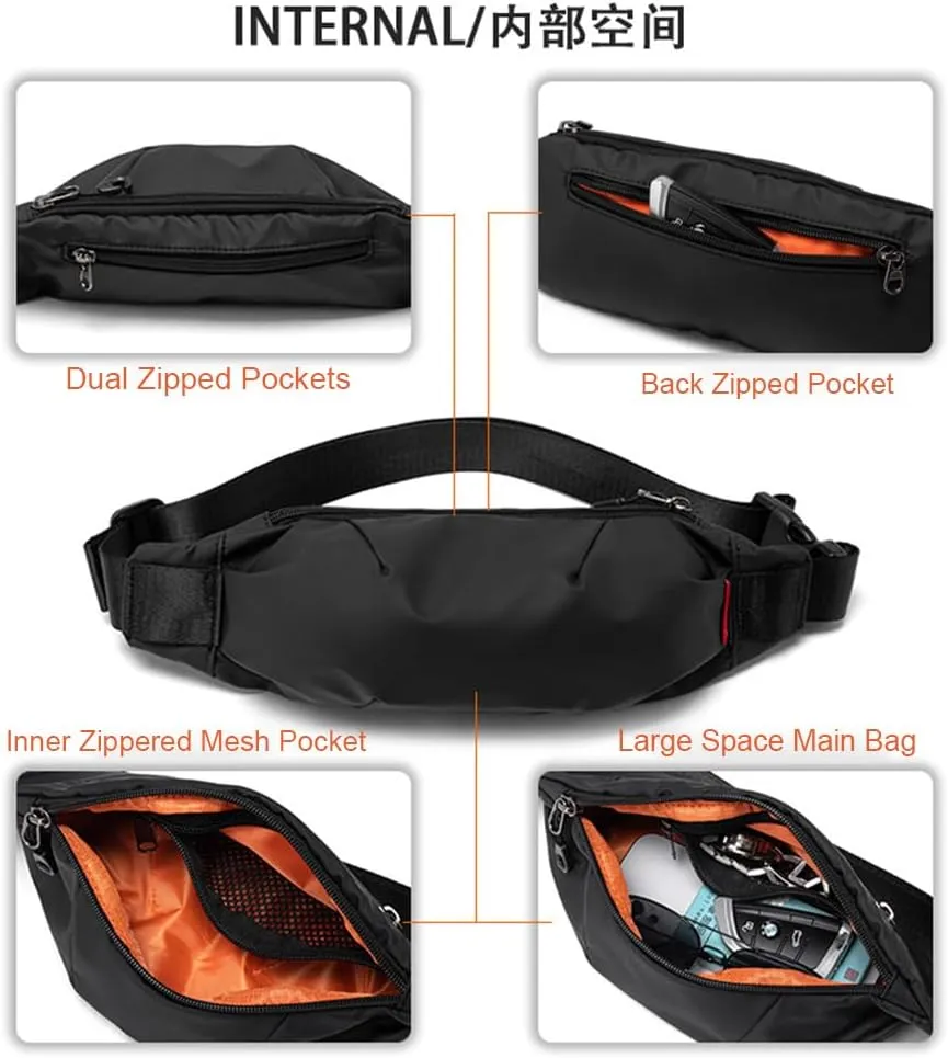 Large Crossbody Fanny Pack for Men and Women, Mini Sling Bag, Multi Pocket Fanny Pack Cross Body Bags Purse Casual Hands-Free Wallets Waist Pack Phone Bag Sports Festival Workout Traveling Running