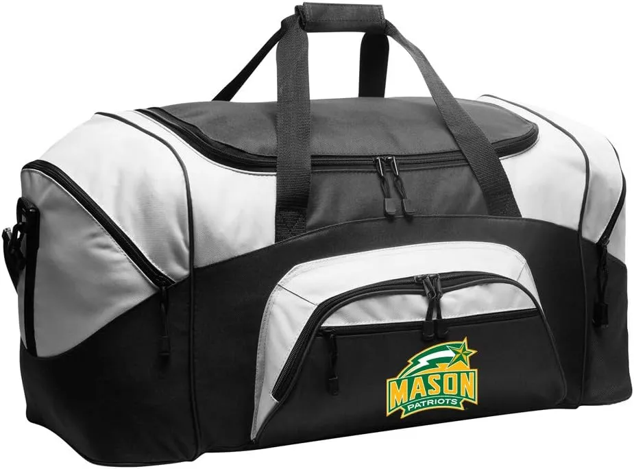 LARGE George Mason Duffel Bag George Mason University Suitcase or Gym Bag For Men Or Her Official GMU Merchandise (Black)