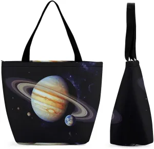 Large Grocery Bags Beach Tote Planet Jupiter Shopping Bag for Women Shoulder Bag for Travel Work Handbag
