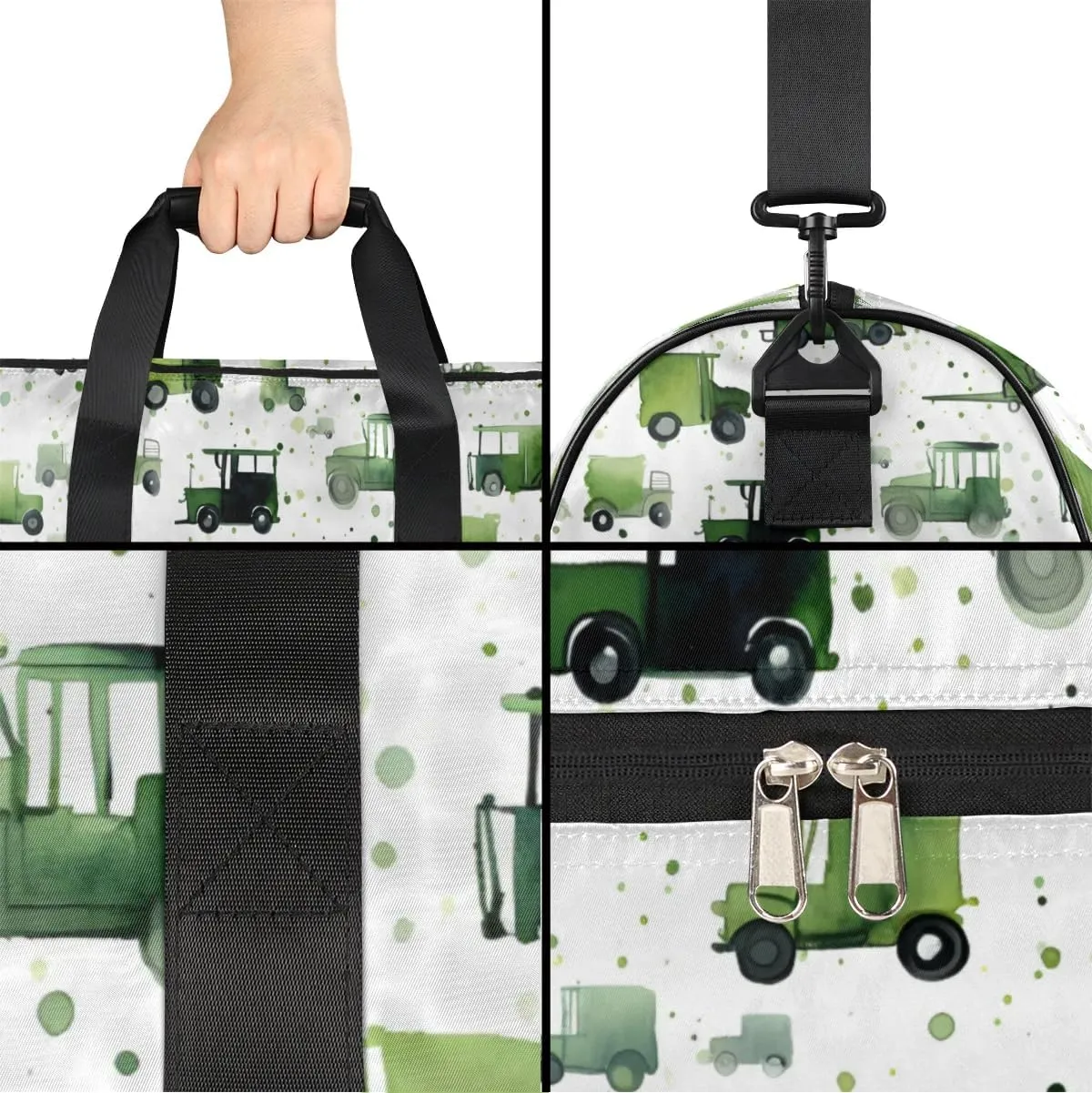 Large Gym Bag Custom Duffel Bag for Women Luggage Bag for Adults Weekender Men Football Bags for Equipment Green Tractor Travel Duffel Bag