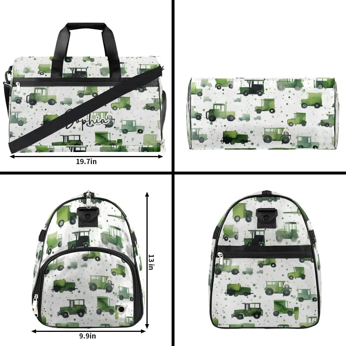 Large Gym Bag Custom Duffel Bag for Women Luggage Bag for Adults Weekender Men Football Bags for Equipment Green Tractor Travel Duffel Bag