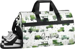 Large Gym Bag Custom Duffel Bag for Women Luggage Bag for Adults Weekender Men Football Bags for Equipment Green Tractor Travel Duffel Bag