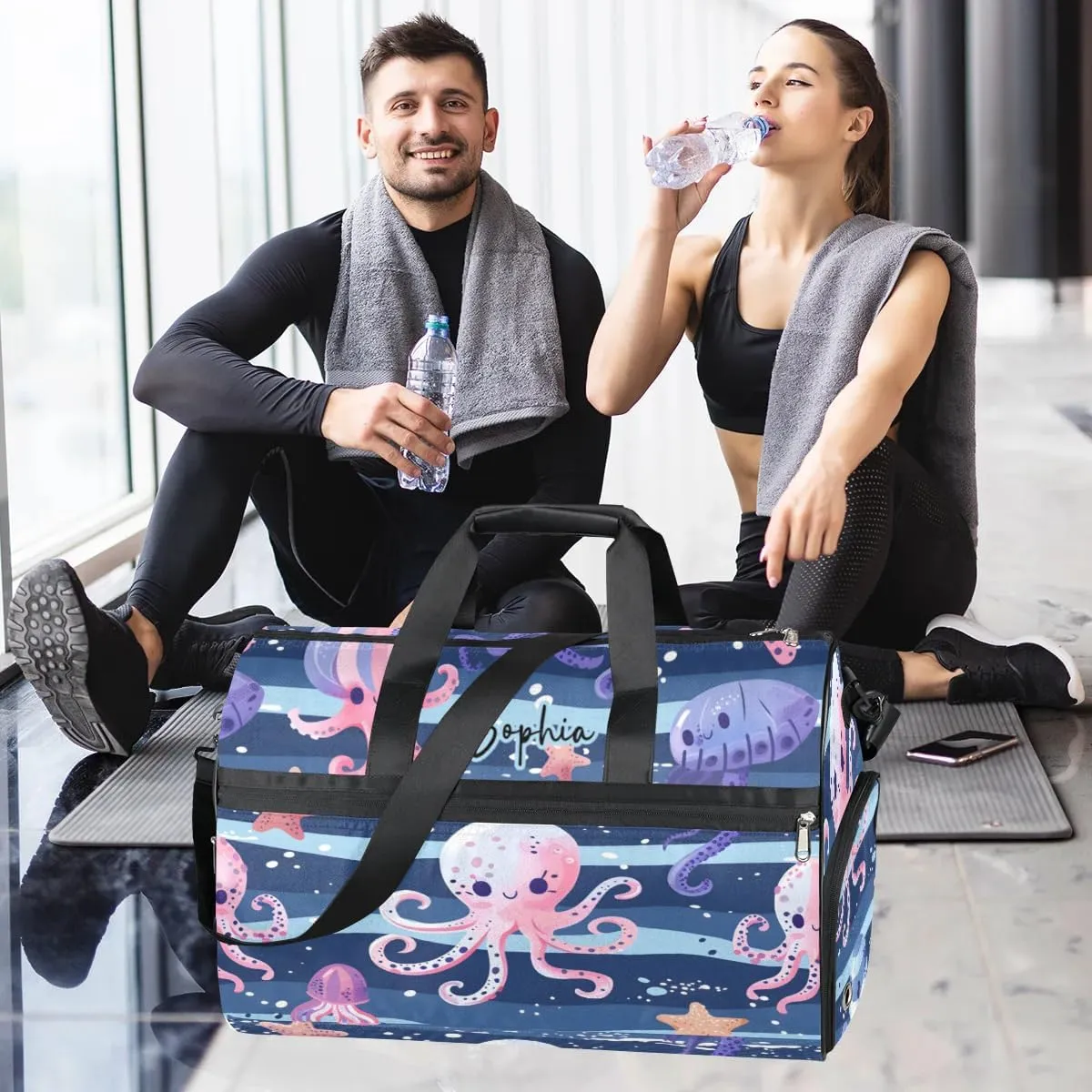 Large Gym Bag Custom Duffel Bag for Women Luggage Bag for Adults Weekender Men Football Bags for Equipment Octopus Travel Duffel Bag