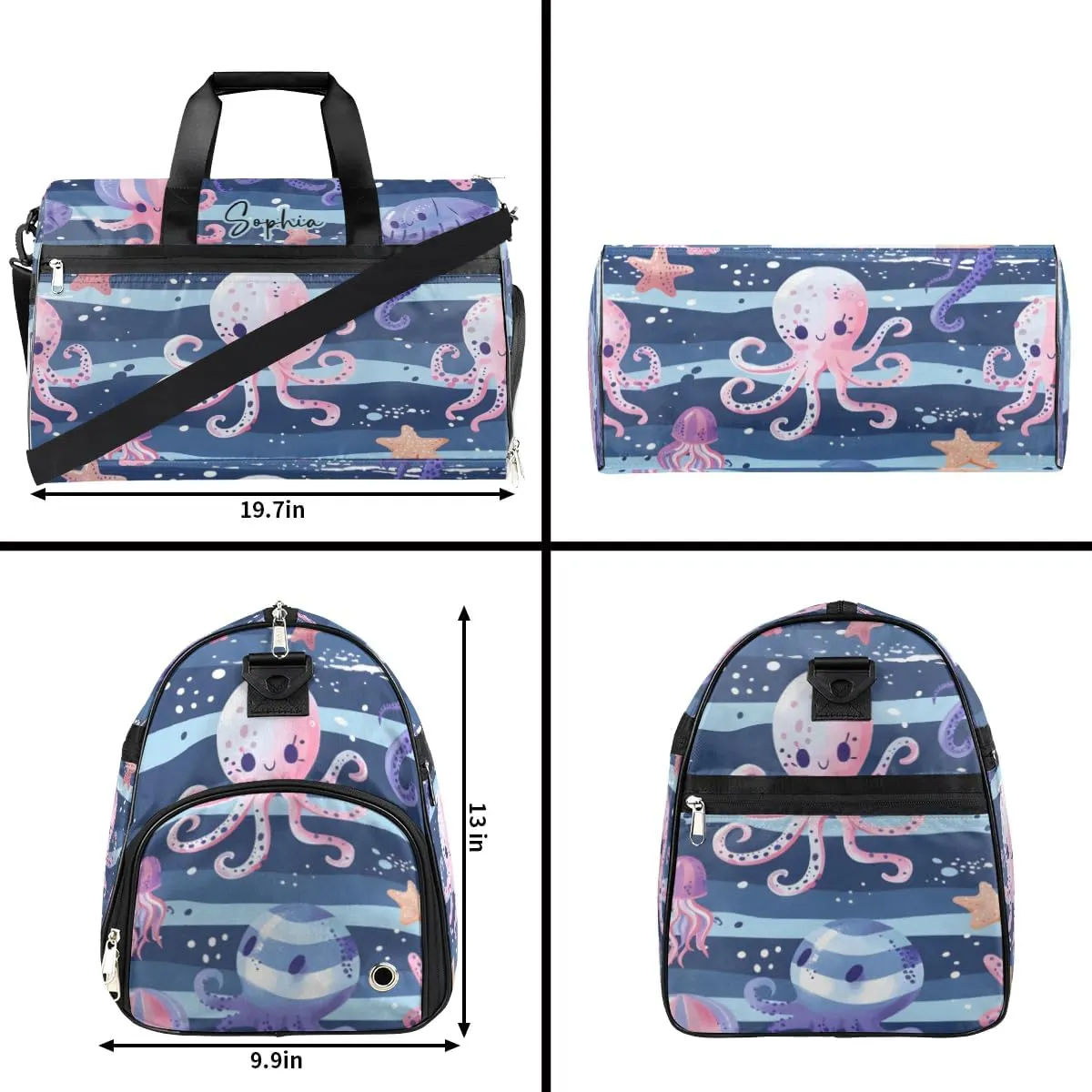 Large Gym Bag Custom Duffel Bag for Women Luggage Bag for Adults Weekender Men Football Bags for Equipment Octopus Travel Duffel Bag