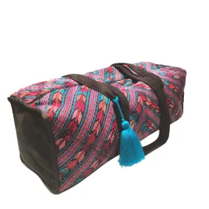 Large Handmade Guatemalan Duffel Bag with Pom Pom - Zunil Arrows