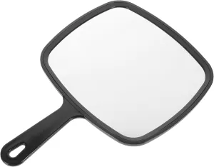 Large Size Handle Mirror Makeup Vanity Mirror Portable Hand Mirror for Women Travel Black
