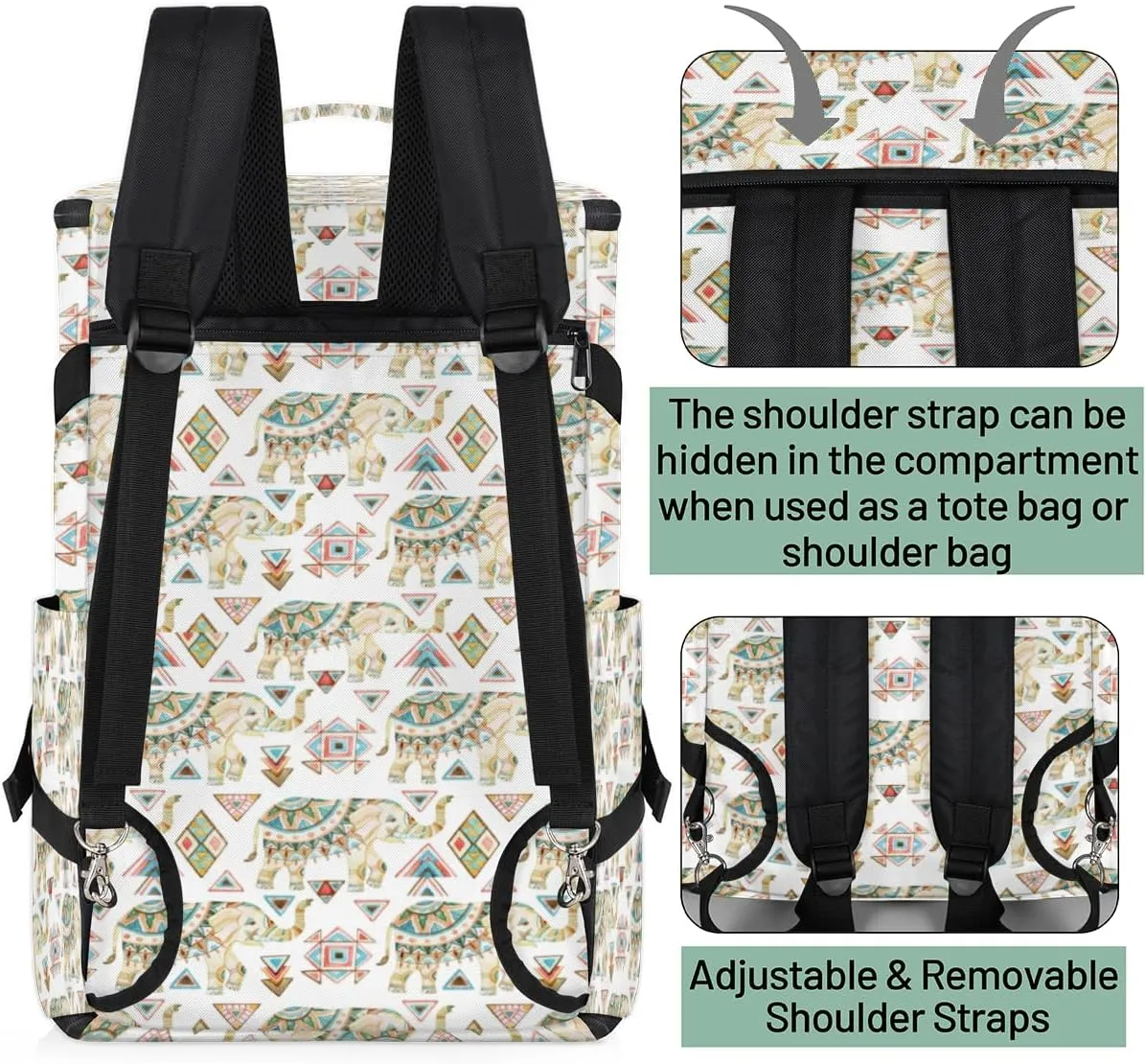 Large Sports Gym Bag With Shoe & Laptop Compartment 47L Waterproof Travel Duffel Bags for Men Women Animal Elephant Luggage Backpack Duffle Bag