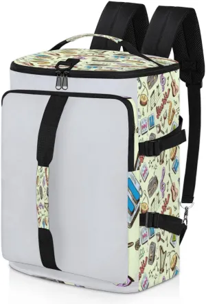 Large Sports Gym Bag With Shoe & Laptop Compartment 47L Waterproof Travel Duffel Bags for Men Women Cartoon Music Pattern Luggage Backpack Duffle Bag