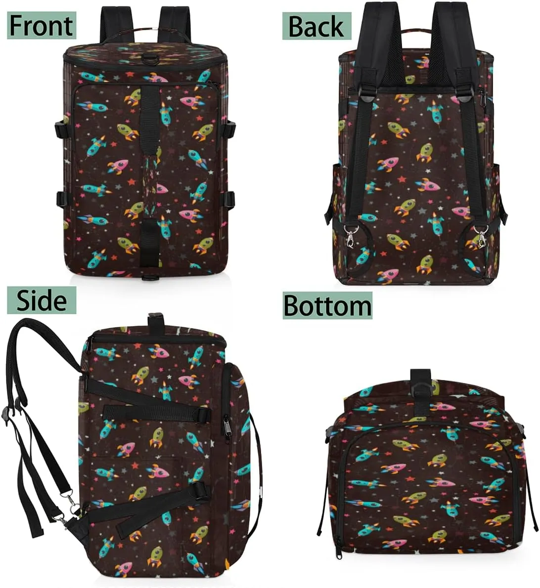 Large Sports Gym Bag With Shoe & Laptop Compartment 47L Waterproof Travel Duffel Bags for Men Women Cartoon Rocket Luggage Backpack Duffle Bag