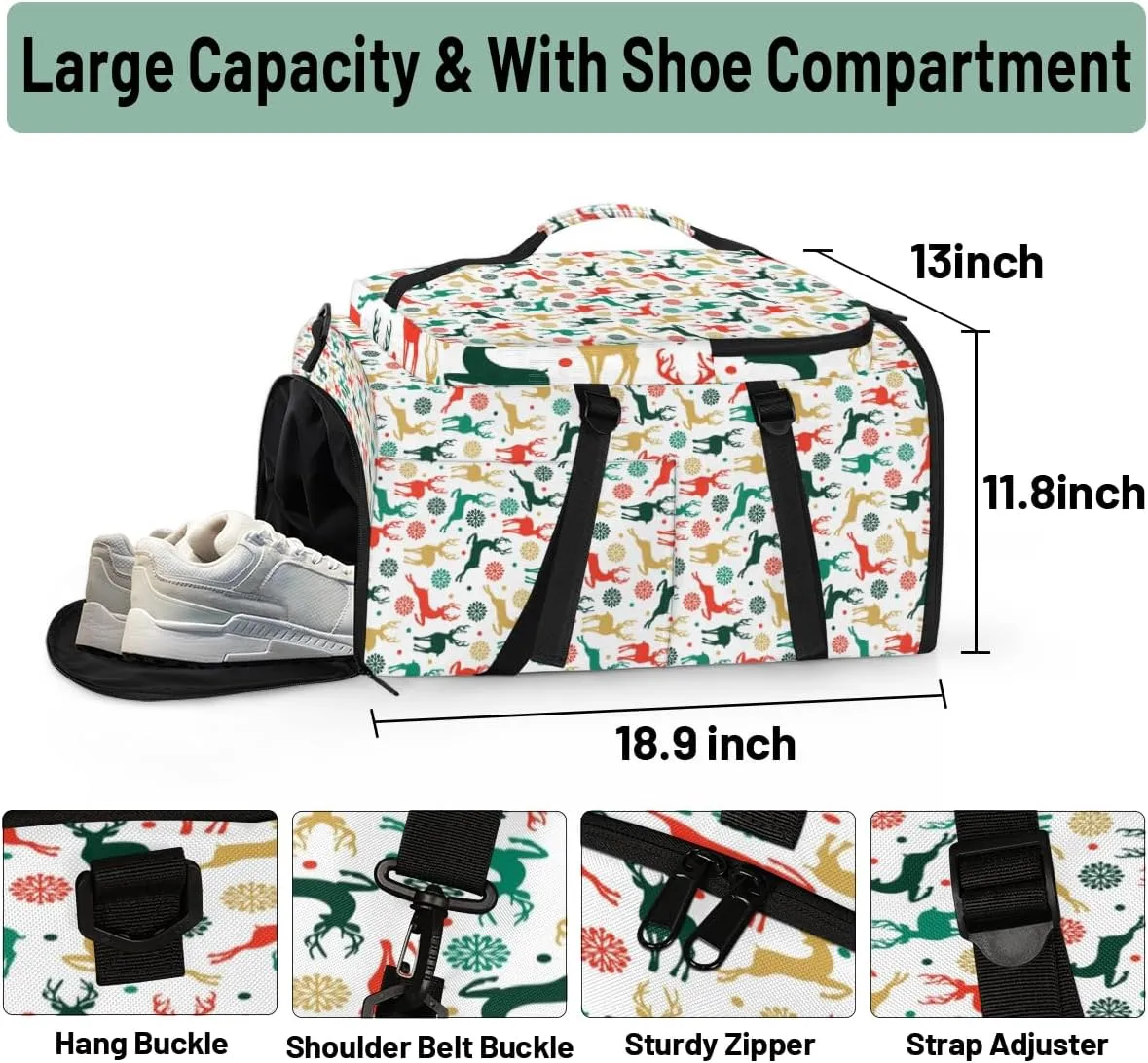Large Sports Gym Bag With Shoe & Laptop Compartment 47L Waterproof Travel Duffel Bags for Men Women Colourful Giraffe Luggage Backpack Duffle Bag
