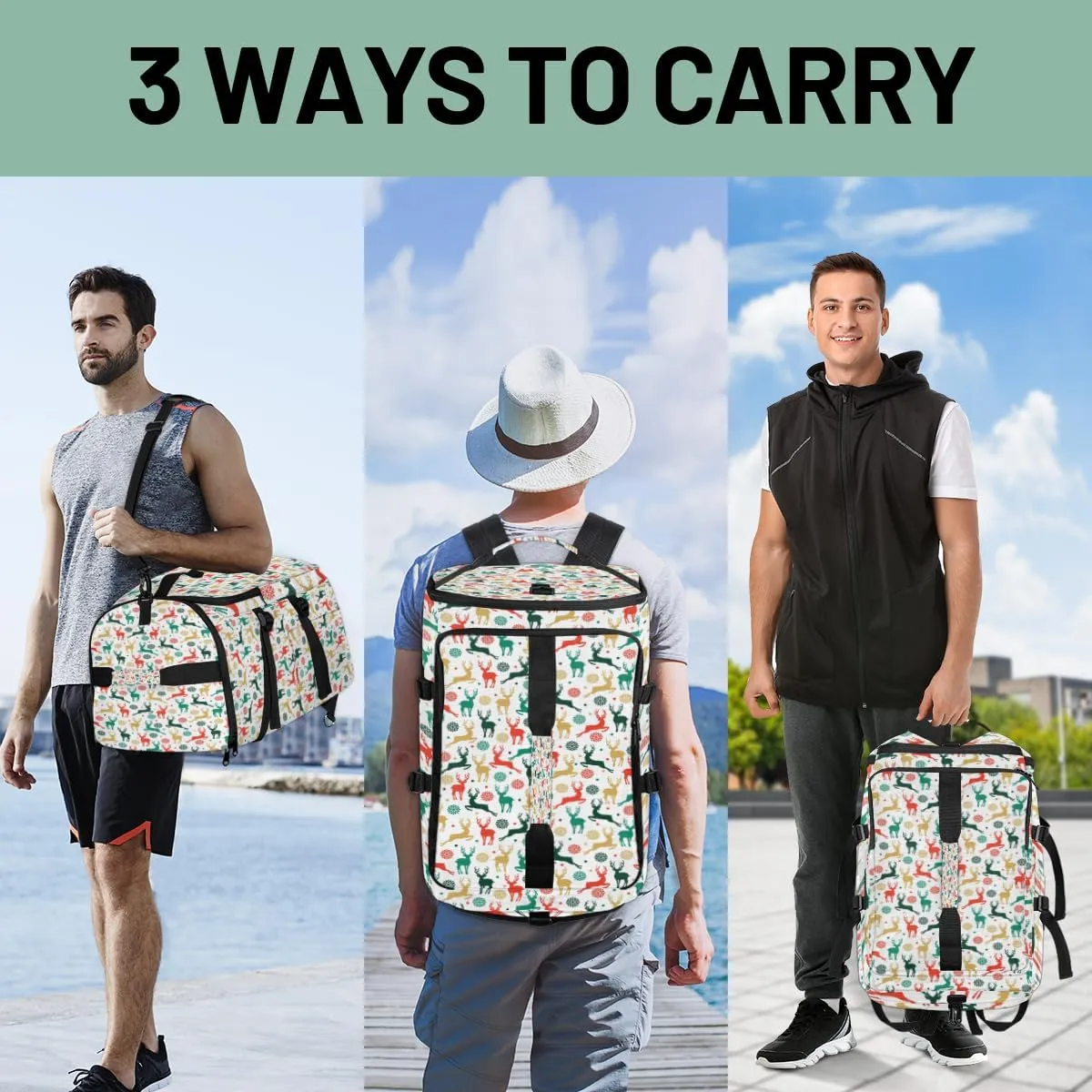 Large Sports Gym Bag With Shoe & Laptop Compartment 47L Waterproof Travel Duffel Bags for Men Women Colourful Giraffe Luggage Backpack Duffle Bag