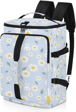 Large Sports Gym Bag With Shoe & Laptop Compartment 47L Waterproof Travel Duffel Bags for Men Women Daisy Bunny Leaves Luggage Backpack Duffle Bag