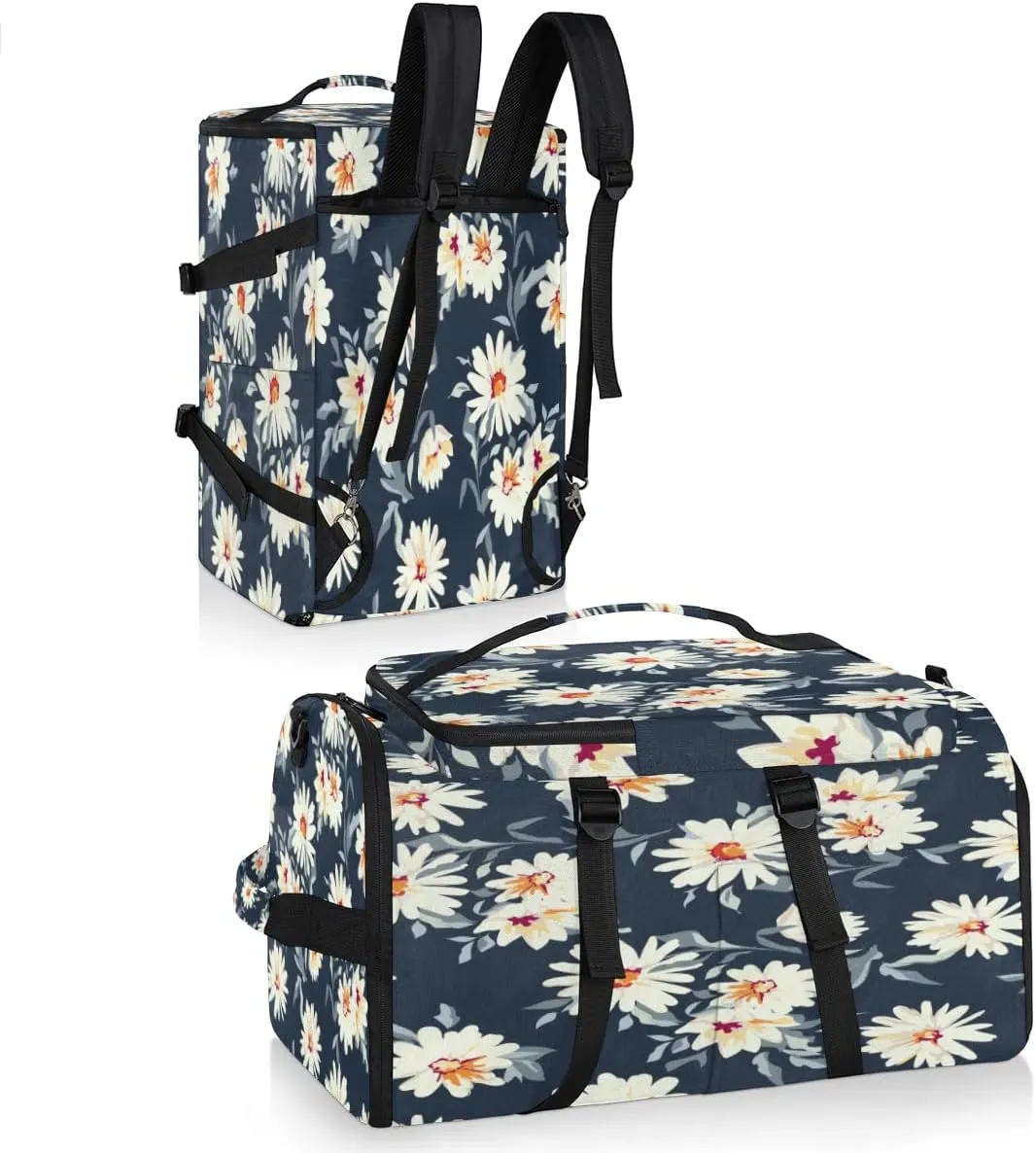 Large Sports Gym Bag With Shoe & Laptop Compartment 47L Waterproof Travel Duffel Bags for Men Women Daisy Petals Luggage Backpack Duffle Bag