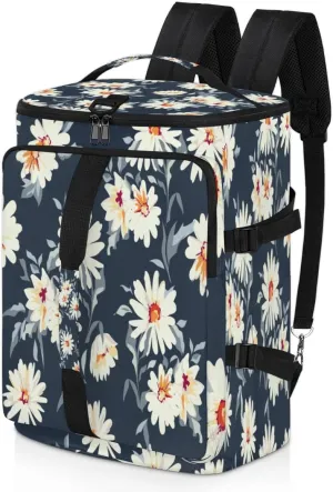 Large Sports Gym Bag With Shoe & Laptop Compartment 47L Waterproof Travel Duffel Bags for Men Women Daisy Petals Luggage Backpack Duffle Bag
