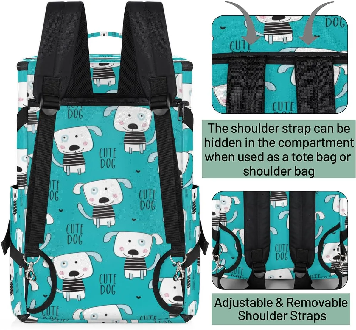 Large Sports Gym Bag With Shoe & Laptop Compartment 47L Waterproof Travel Duffel Bags for Men Women Dog Print Luggage Backpack Duffle Bag
