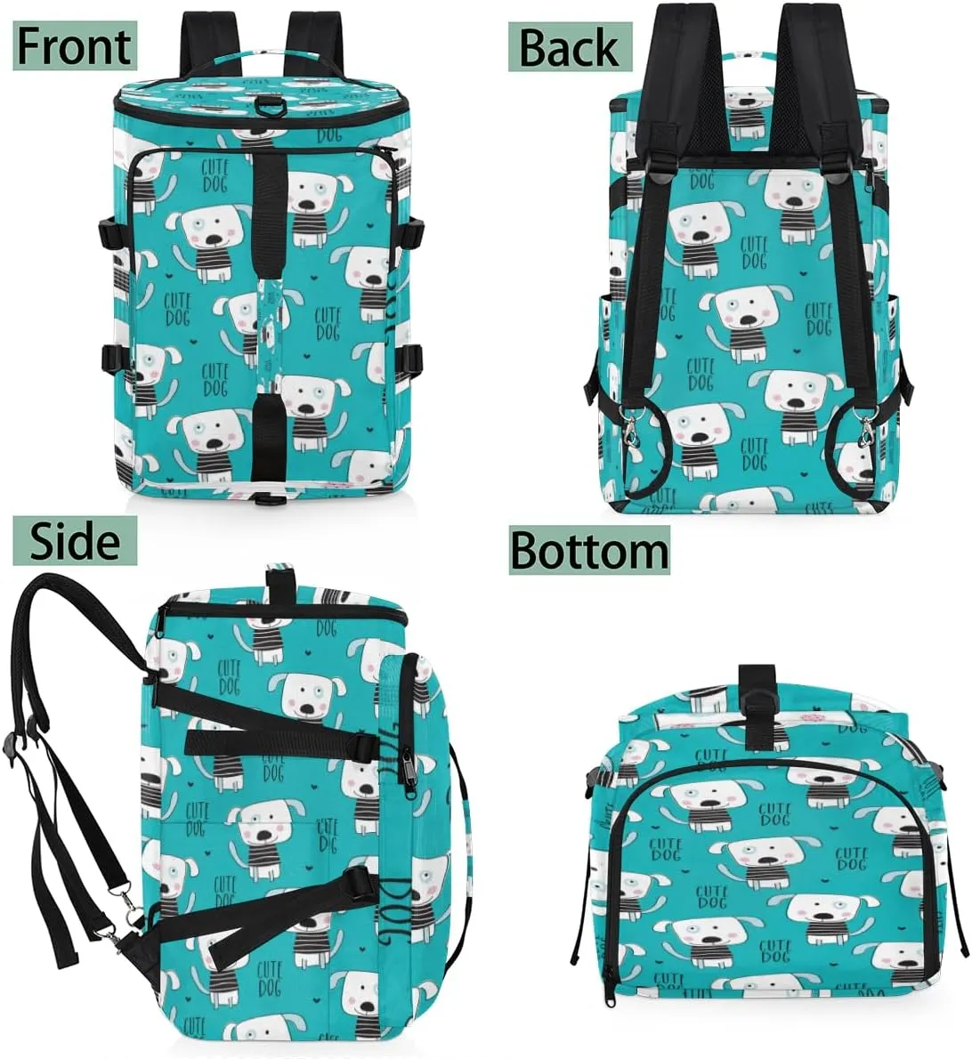 Large Sports Gym Bag With Shoe & Laptop Compartment 47L Waterproof Travel Duffel Bags for Men Women Dog Print Luggage Backpack Duffle Bag