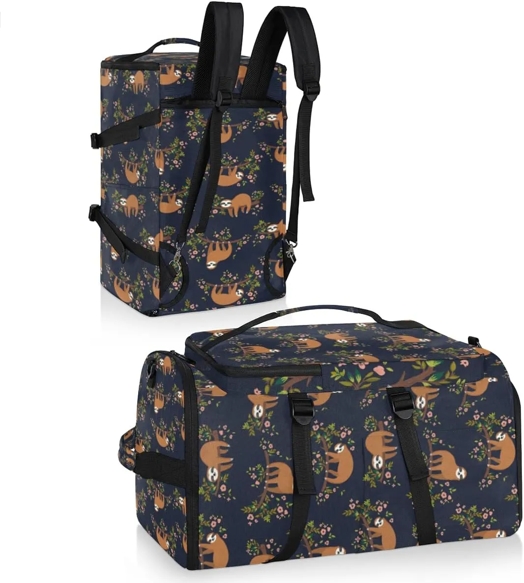 Large Sports Gym Bag With Shoe & Laptop Compartment 47L Waterproof Travel Duffel Bags for Men Women Sloth Luggage Backpack Duffle Bag