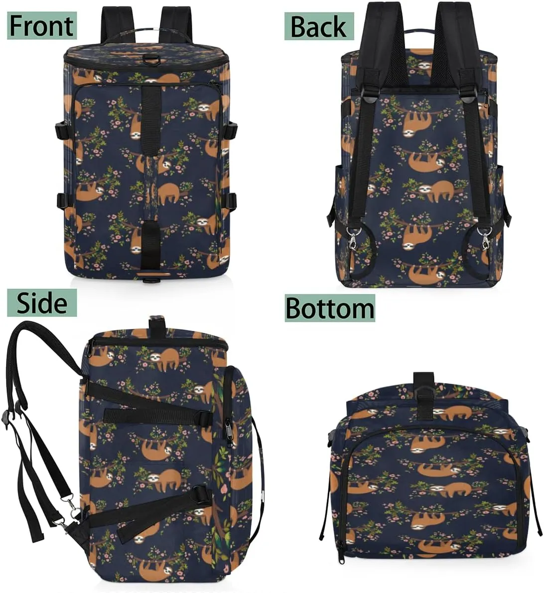Large Sports Gym Bag With Shoe & Laptop Compartment 47L Waterproof Travel Duffel Bags for Men Women Sloth Luggage Backpack Duffle Bag