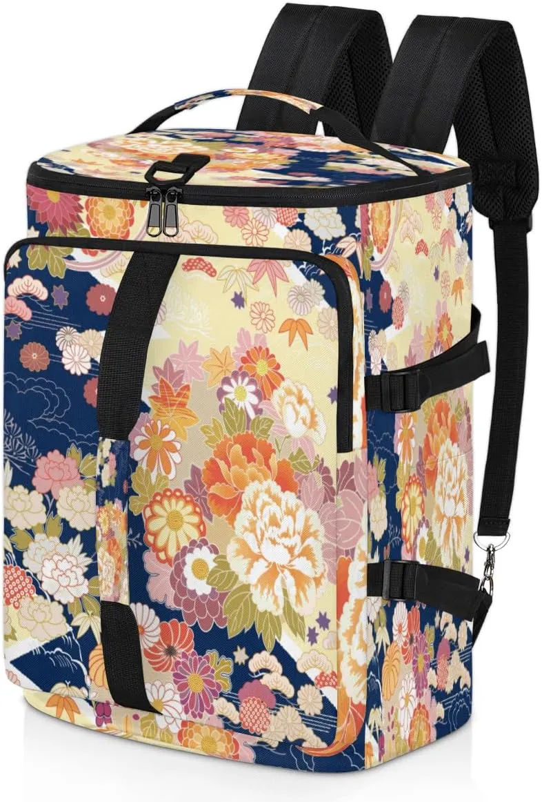 Large Sports Gym Bag With Shoe & Laptop Compartment 47L Waterproof Travel Duffel Bags for Men Women Traditional Floral Print Luggage Backpack Duffle Bag