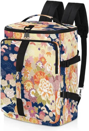 Large Sports Gym Bag With Shoe & Laptop Compartment 47L Waterproof Travel Duffel Bags for Men Women Traditional Floral Print Luggage Backpack Duffle Bag