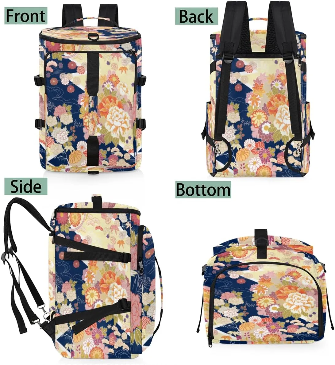 Large Sports Gym Bag With Shoe & Laptop Compartment 47L Waterproof Travel Duffel Bags for Men Women Traditional Floral Print Luggage Backpack Duffle Bag