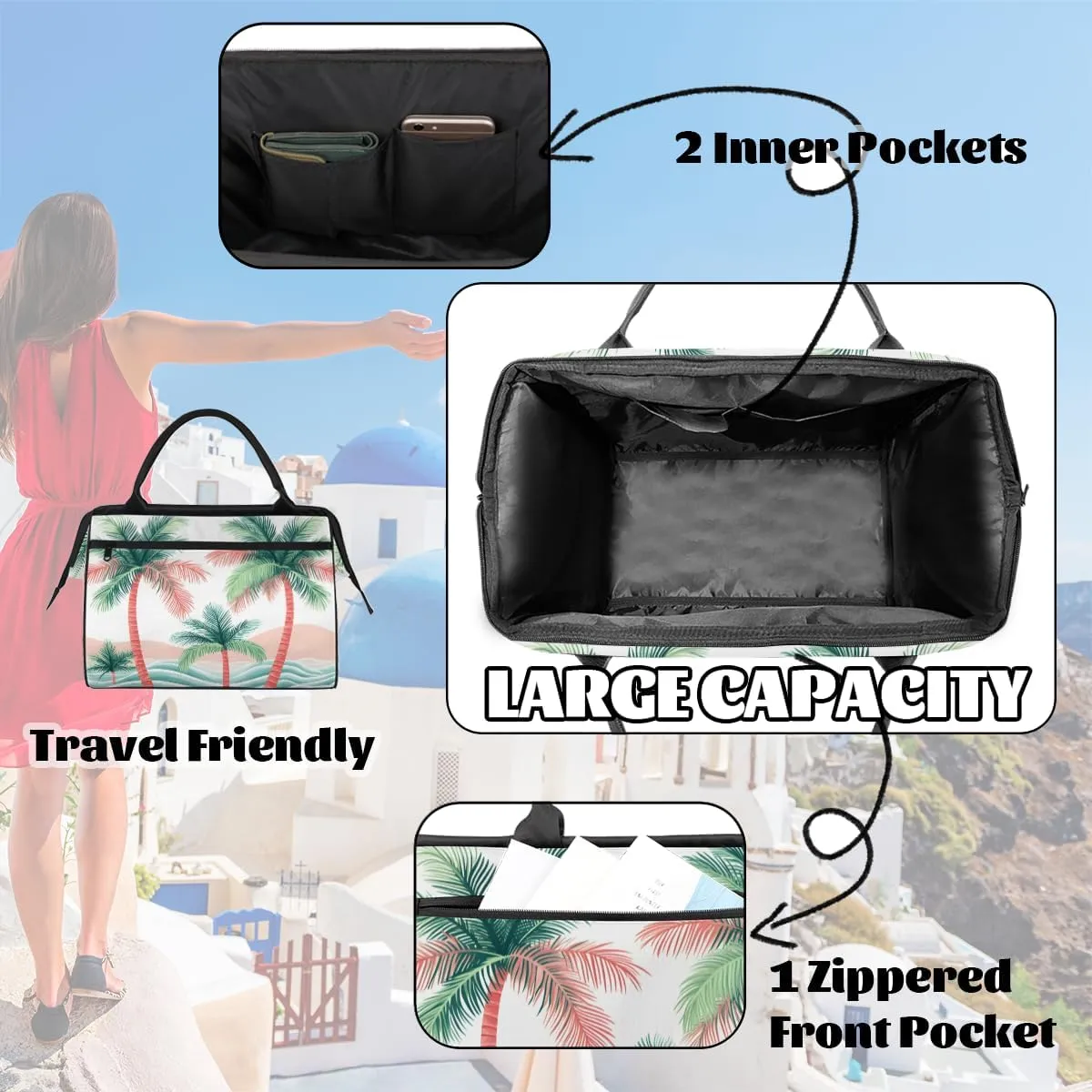 Large Tote Bag for Women with Zipper, Work Gym Tote Nurse Dance Yoga Bag for Sport, Travel