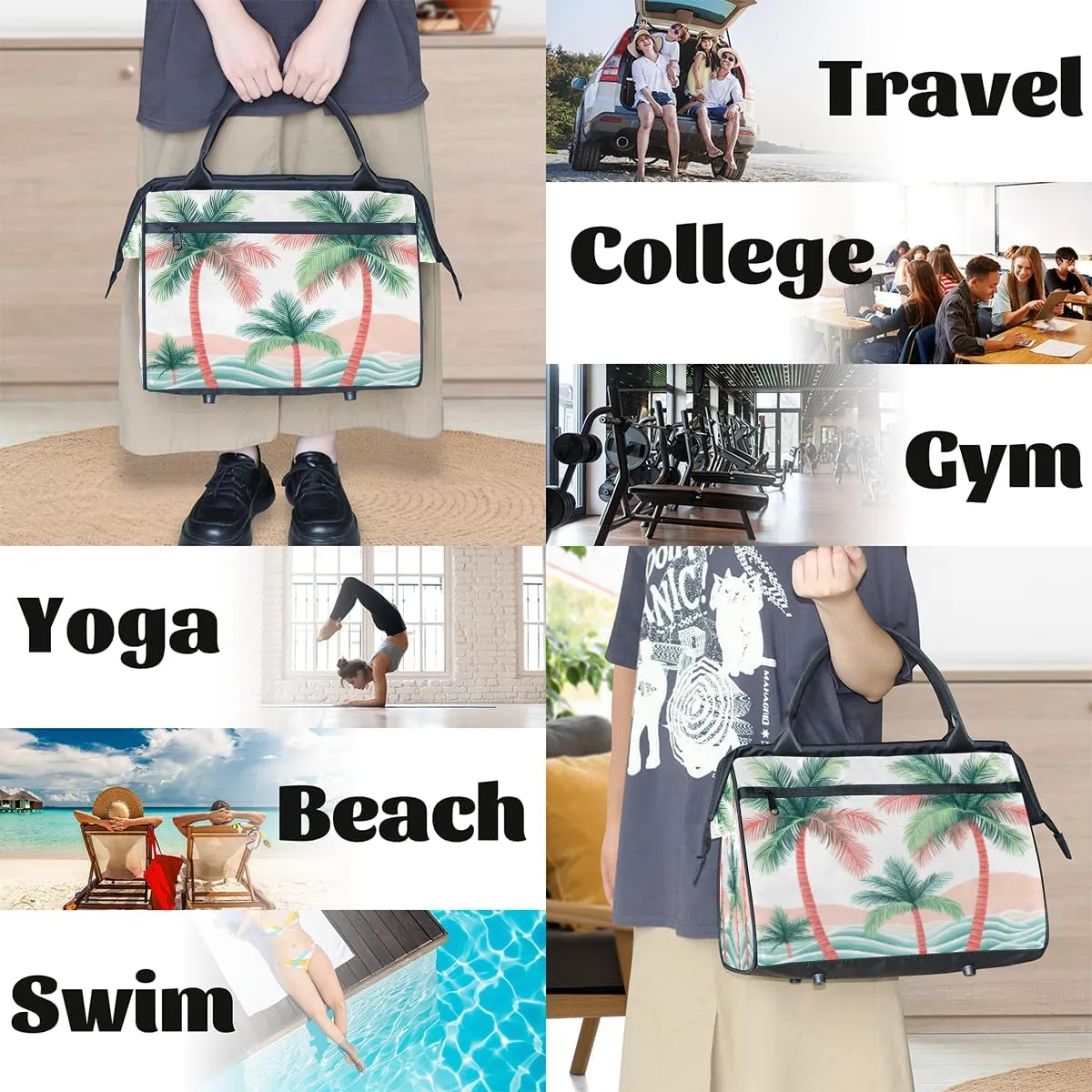 Large Tote Bag for Women with Zipper, Work Gym Tote Nurse Dance Yoga Bag for Sport, Travel