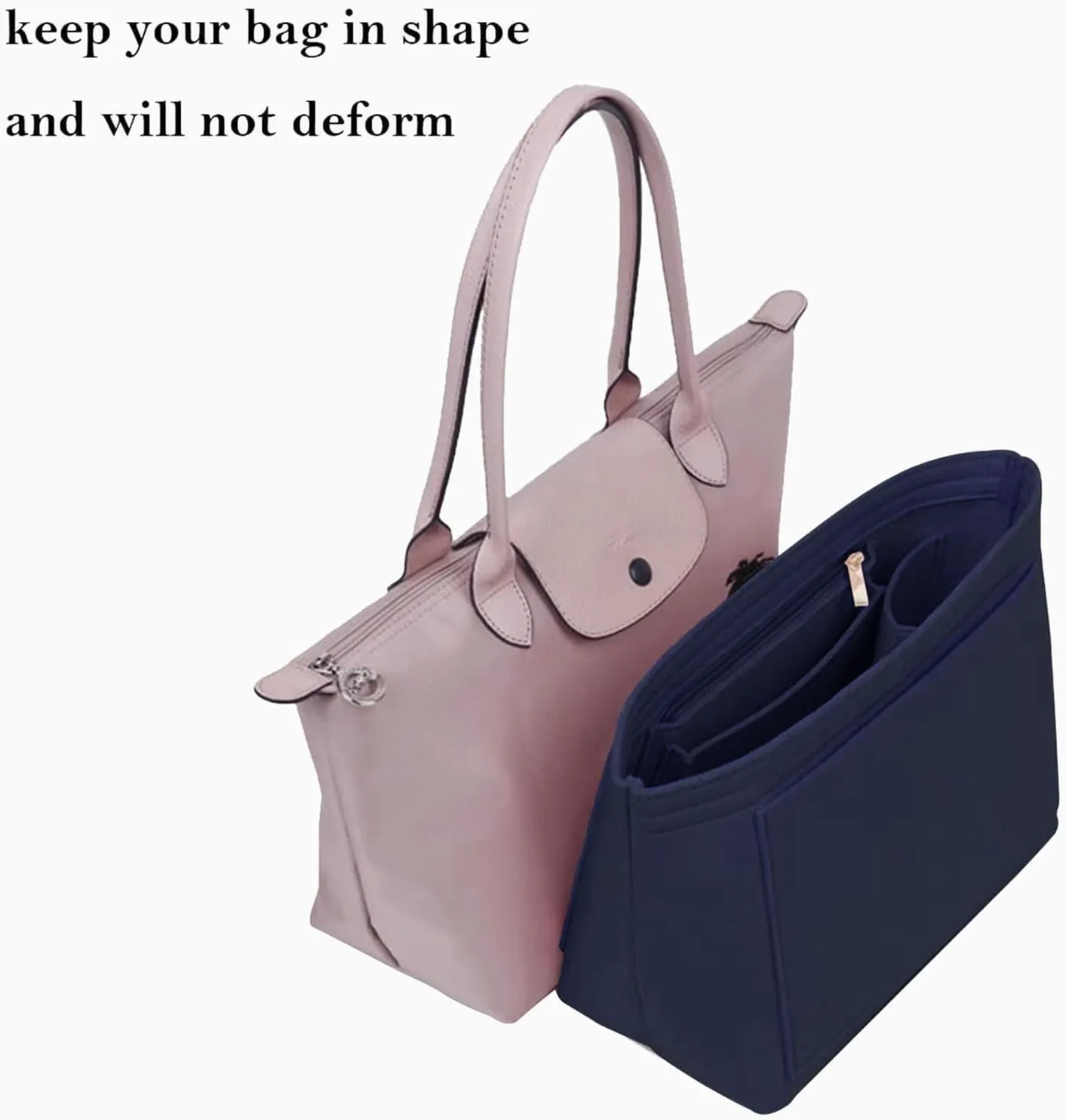 Lckaey bag organizer for le pliagepurse organizer insert medium bag organizer inserts small large handbag best1032Navy blue-M