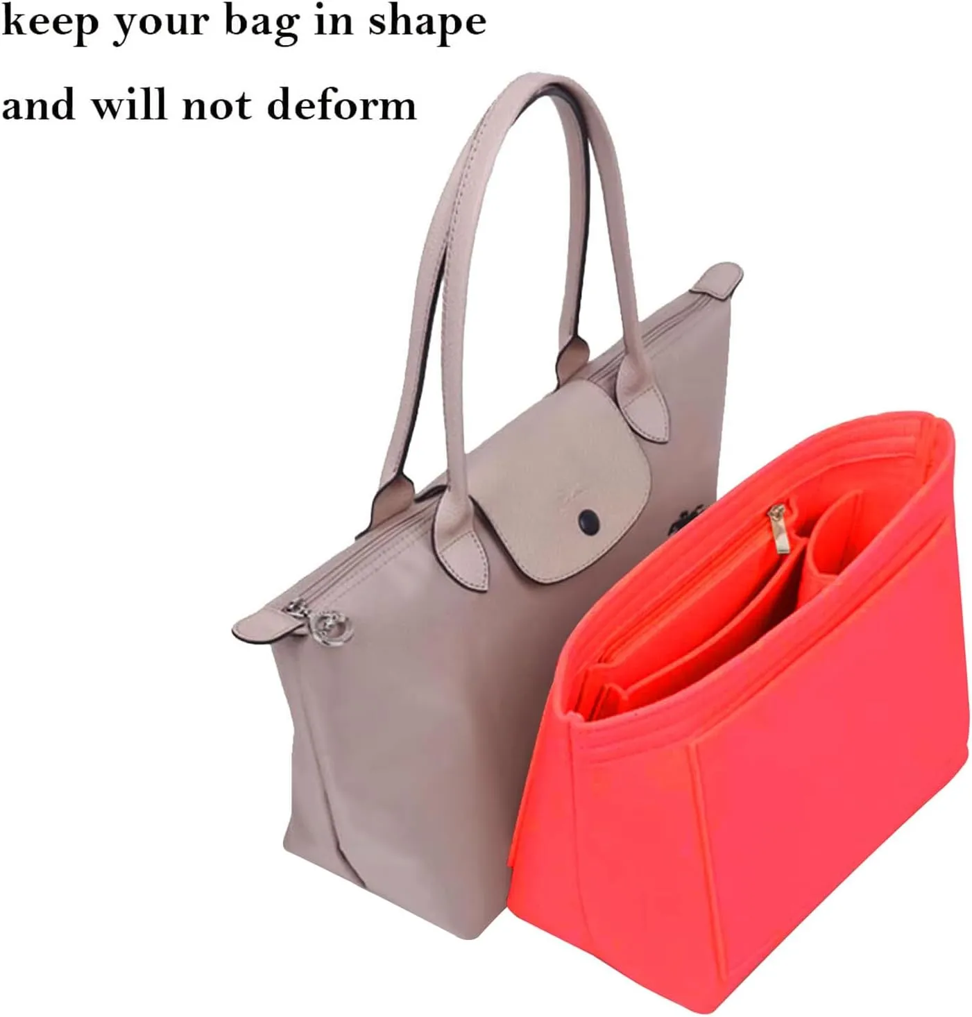 Lckaey felt Organizer Insert for longchamp organizer insert large tote insert Large handbag organizer inserts large bag best1032red-L