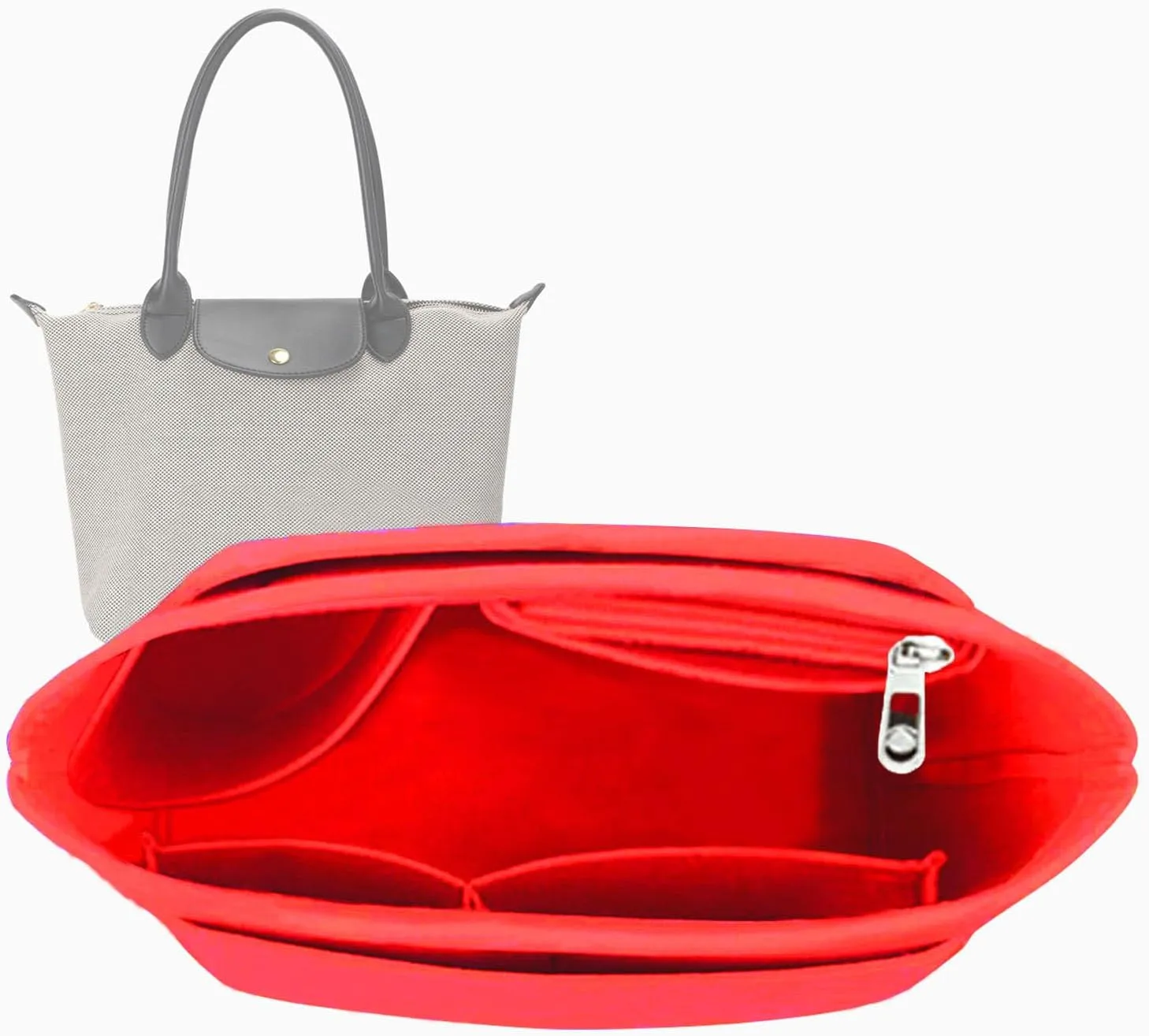 Lckaey felt Organizer Insert for longchamp organizer insert large tote insert Large handbag organizer inserts large bag best1032red-L