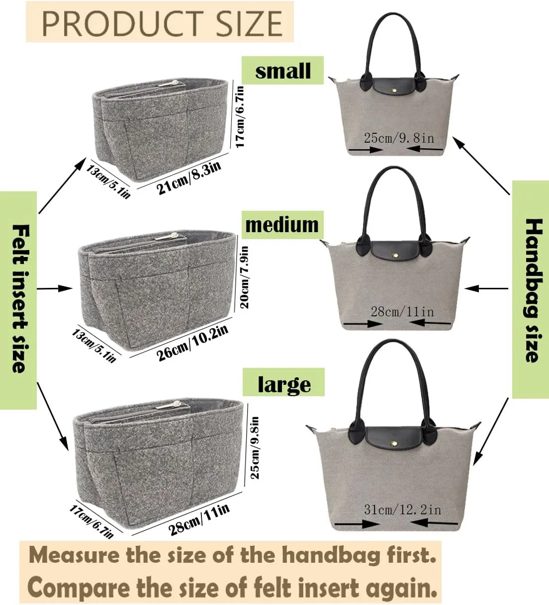 Lckaey felt Organizer Insert for longchamp organizer insert large tote insert Large handbag organizer inserts large bag best1032red-L