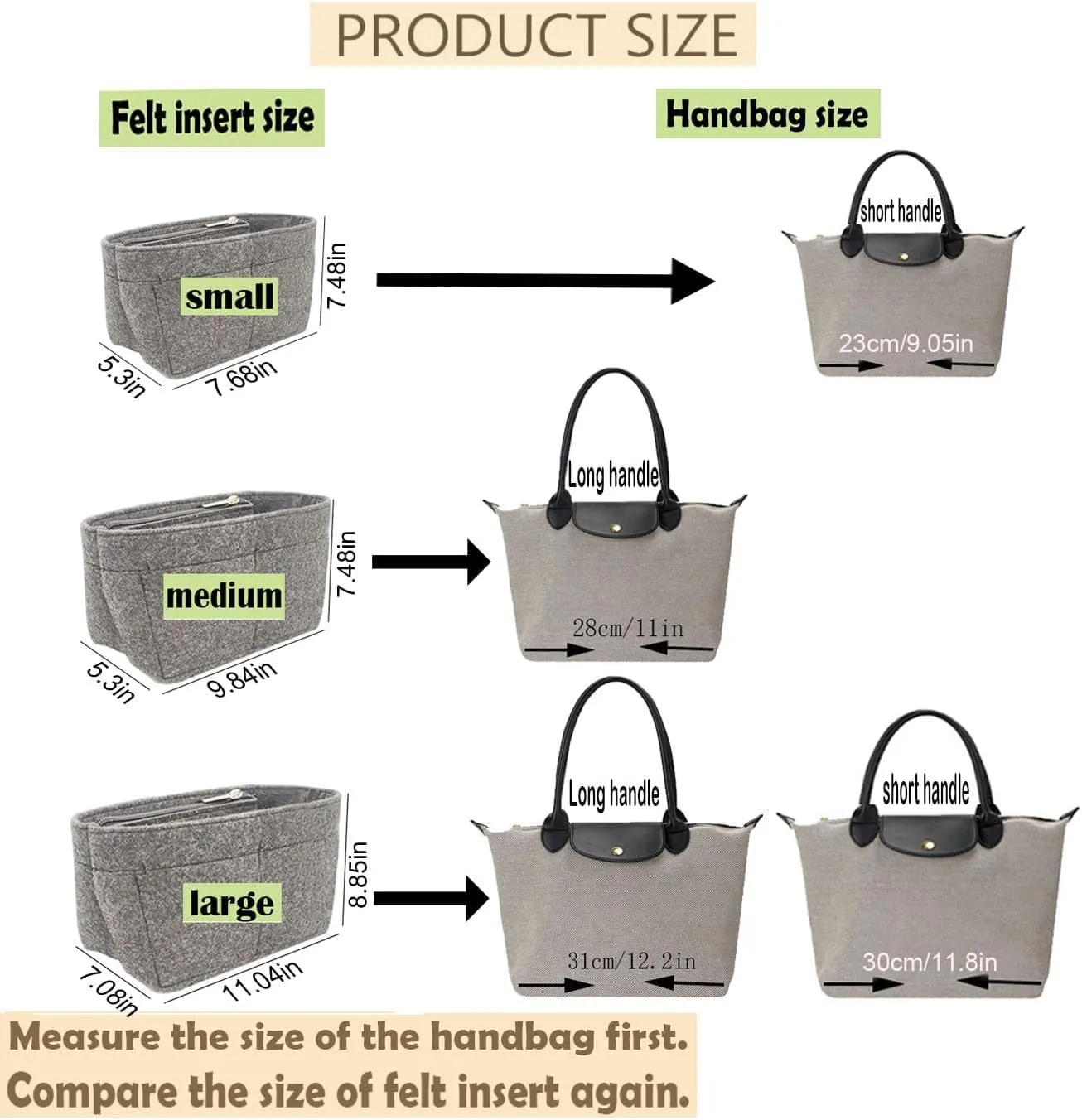 Lckaey purse Organizer for longchamp bag insert organizer tote insert Large handbag organizer inserts large bag best1032pink-L