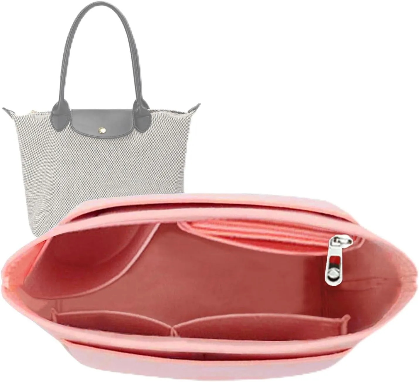 Lckaey purse Organizer for longchamp bag insert organizer tote insert Large handbag organizer inserts large bag best1032pink-L
