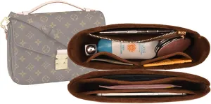 Lckaey Purse Organizer for messenger bag inserts Pochette métis lined zipper storage2084coffee
