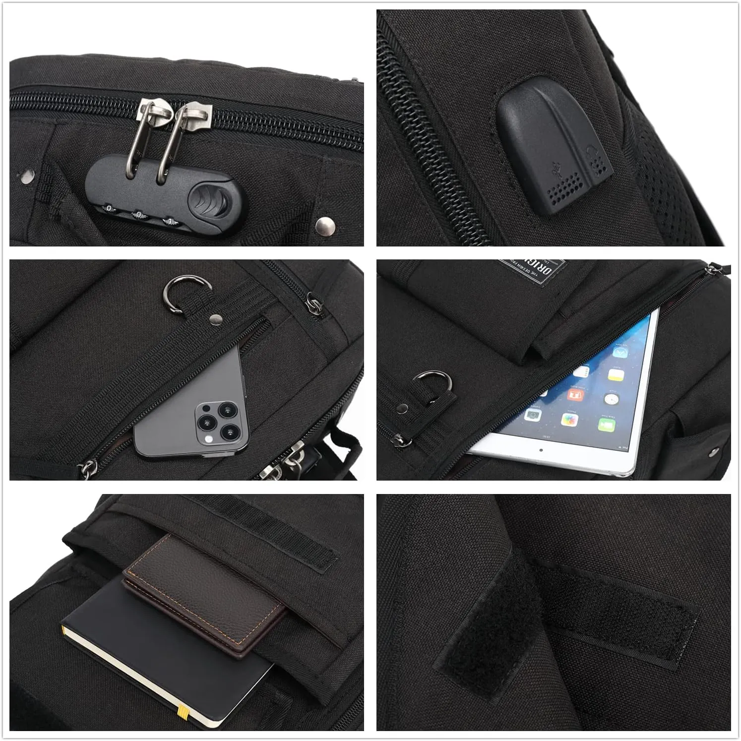 Leaper Messenger Bag Outdoor Cross Body Bag Sling Bag Shoulder Bag With USB Black