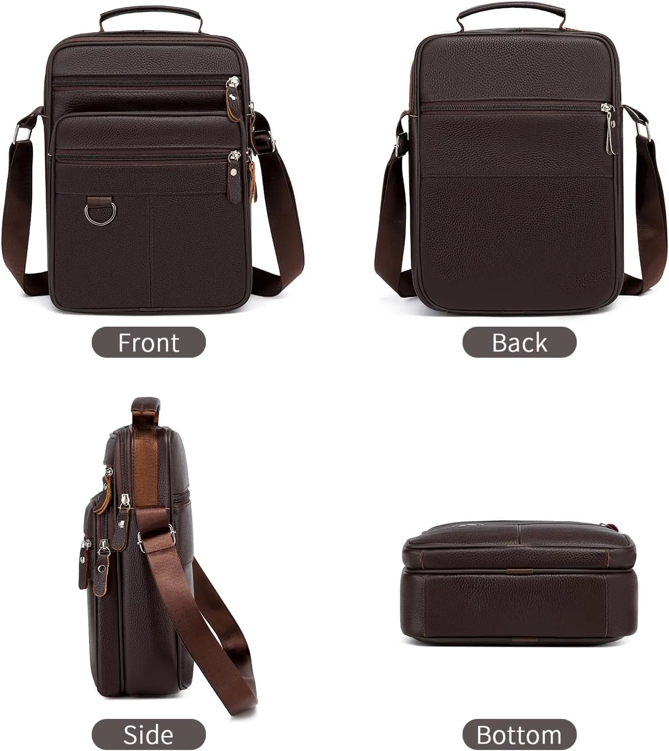 Leather Messenger Bag for Men Large Business Travel Briefcase Crossbody Handbag Man Purse Sling Shoulder Bag