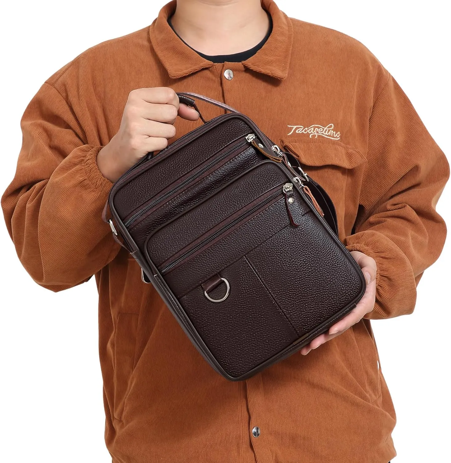 Leather Messenger Bag for Men Large Business Travel Briefcase Crossbody Handbag Man Purse Sling Shoulder Bag