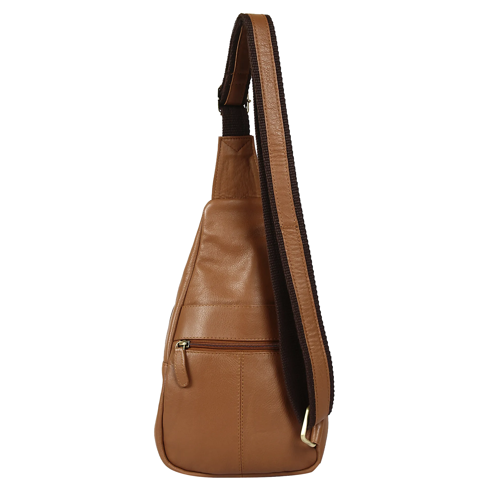 Leather Sling Bag, Chest Shoulder Backpack for Men Women (Brown)