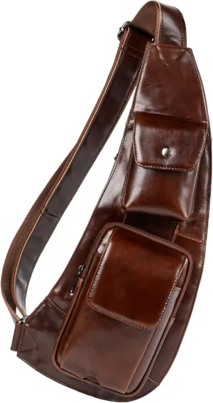 Leather Sling Bag - Crossbody Backpack for Men - Crossbody Bag - Messenger Bag for Men and Women