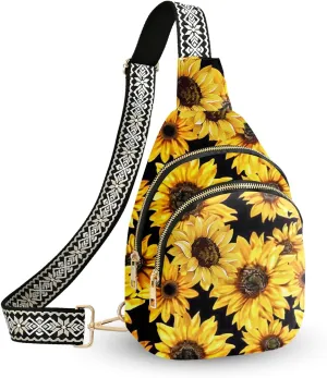 Leather Sling Bag Small Crossbody Backpack Travel Shoulder Pack Hiking Adjustable Chest Daypack for Women