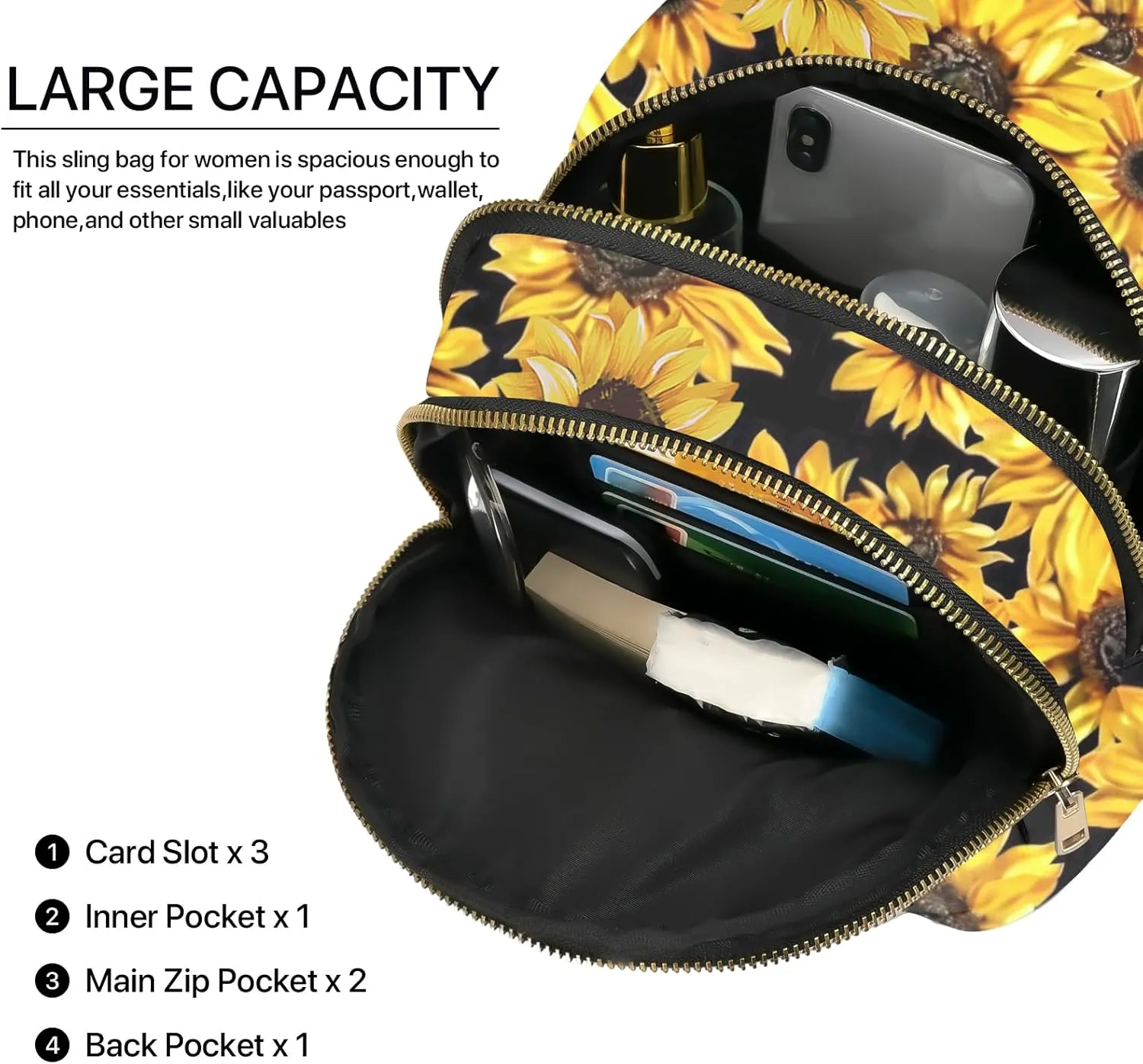 Leather Sling Bag Small Crossbody Backpack Travel Shoulder Pack Hiking Adjustable Chest Daypack for Women