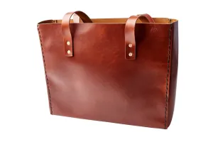 LEATHER TOTE BAG | H B CLASSIC BURNT UMBER LEATHER TOTE BAG