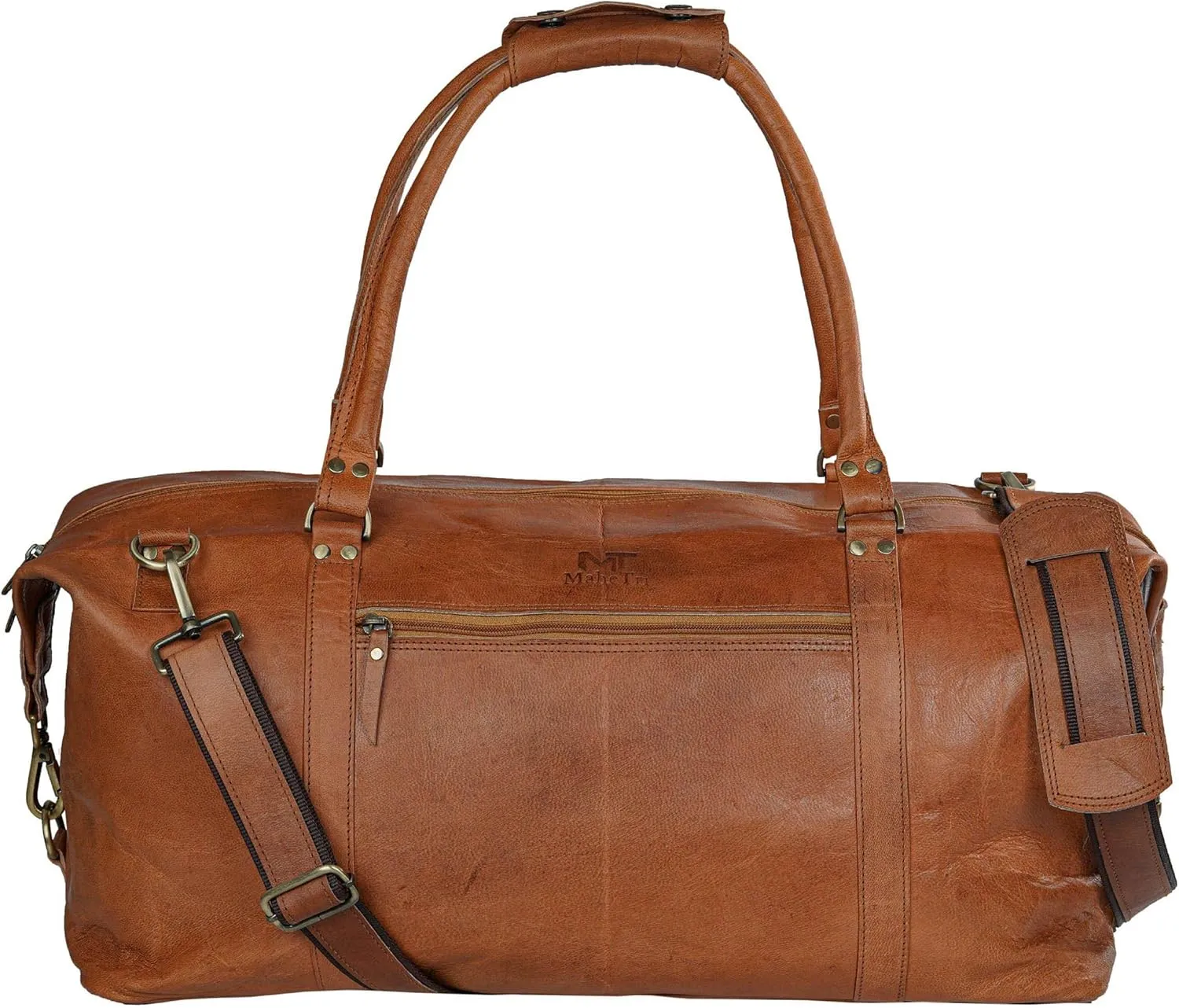 Leather Travel Duffel Weekender Bag Carry-on Overnight Bag Sports Duffel bag with Adjustable Strap For Men and Women by MaheTri | Ideal for gifts | Gift for him