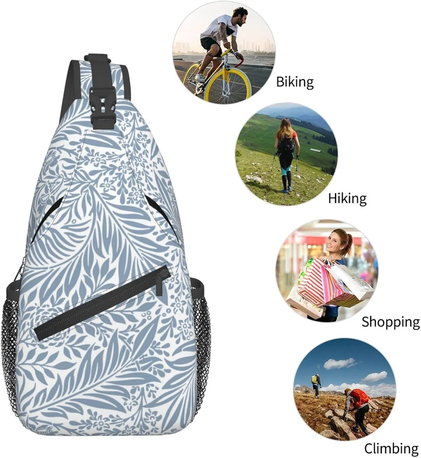Leaves Crossbody Sling Backpack Sling Bag Adjustable Chest Shoulder Daypack For Women Men