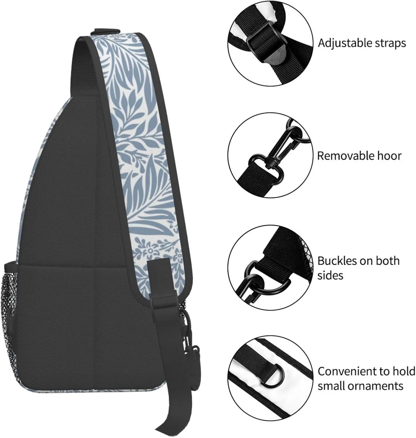 Leaves Crossbody Sling Backpack Sling Bag Adjustable Chest Shoulder Daypack For Women Men