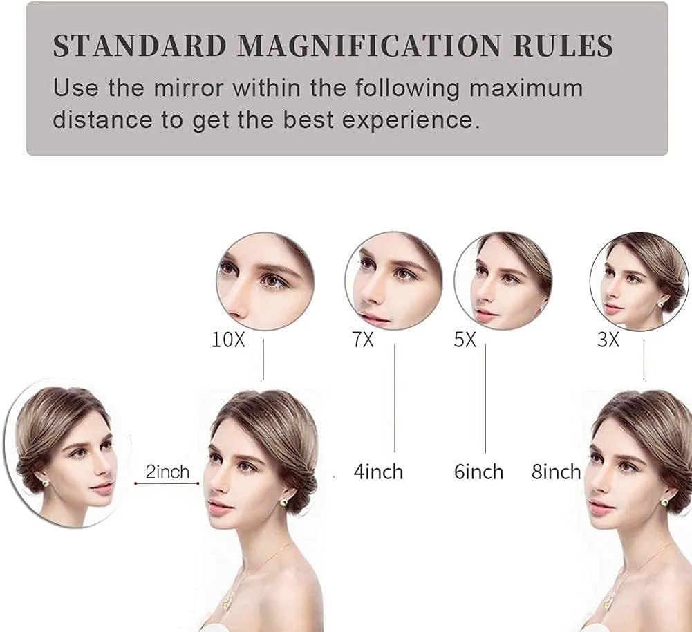 LED Lighted Makeup Mirror Wall Mount 5X Magnifying USB Rechargeable Cosmetic Mirror 180° Swivel Extendable Single Sided Vanity Mirror for Bathroom Shaving Mirrors(7X)