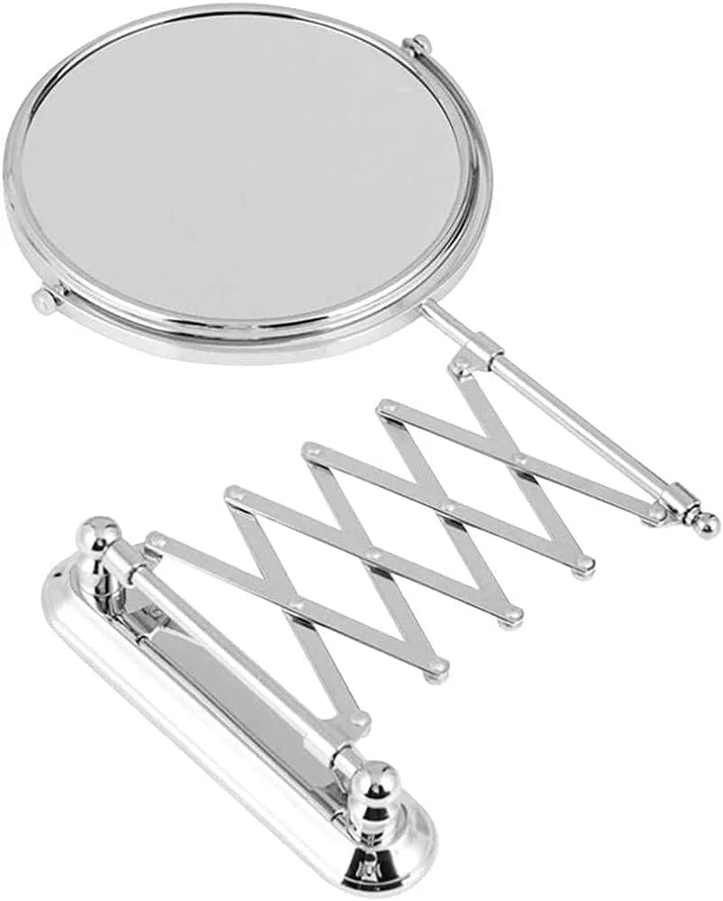 LED Lighted Makeup Mirror Wall Mount 5X Magnifying USB Rechargeable Cosmetic Mirror 180° Swivel Extendable Single Sided Vanity Mirror for Bathroom Shaving Mirrors(7X)