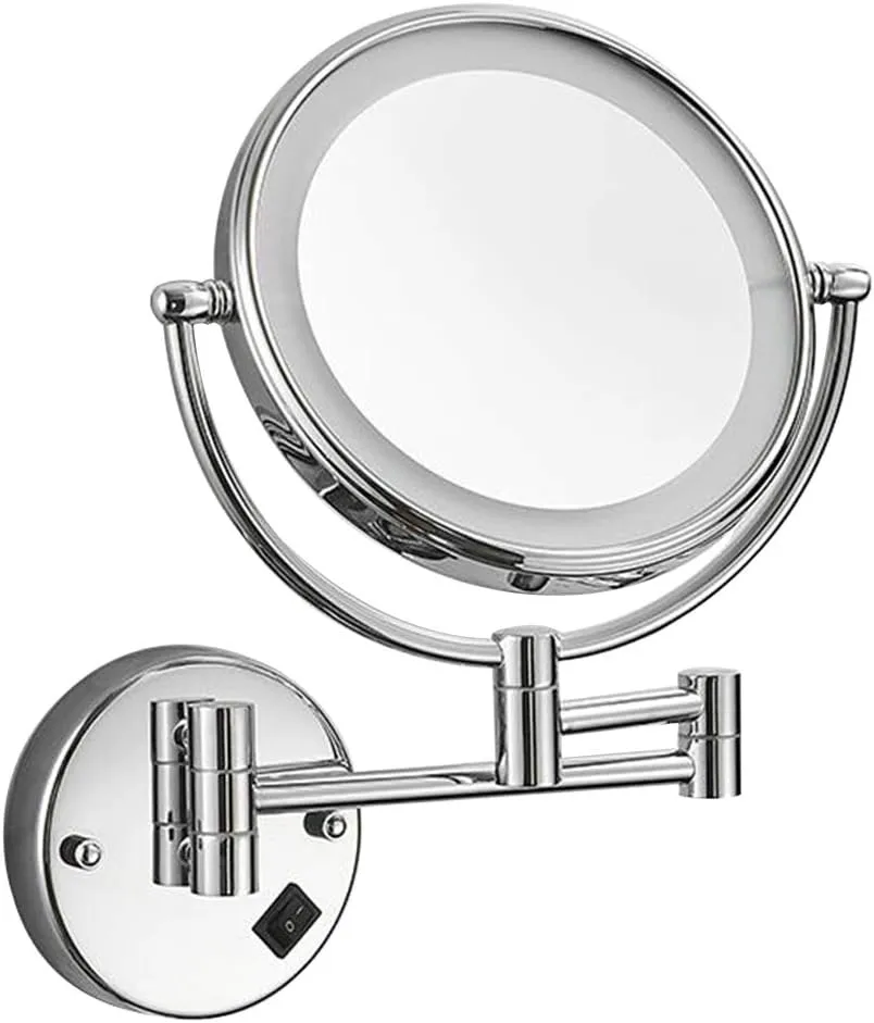 LED Makeup Vanity Mirror, Two-Sided Wall Mounted Beauty Mirror 3X Magnification Extendable Bathroom Mirror 360° Swivel Cosmetic Mirror Hardwired conne