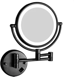 LED Makeup Vanity Mirror,3X Magnification Beauty Mirror Two-Sided Wall Mounted Bathroom Mirror 360°Swivel Extendable Cosmetic Mirror 8inch (Nero Powered by Plug)