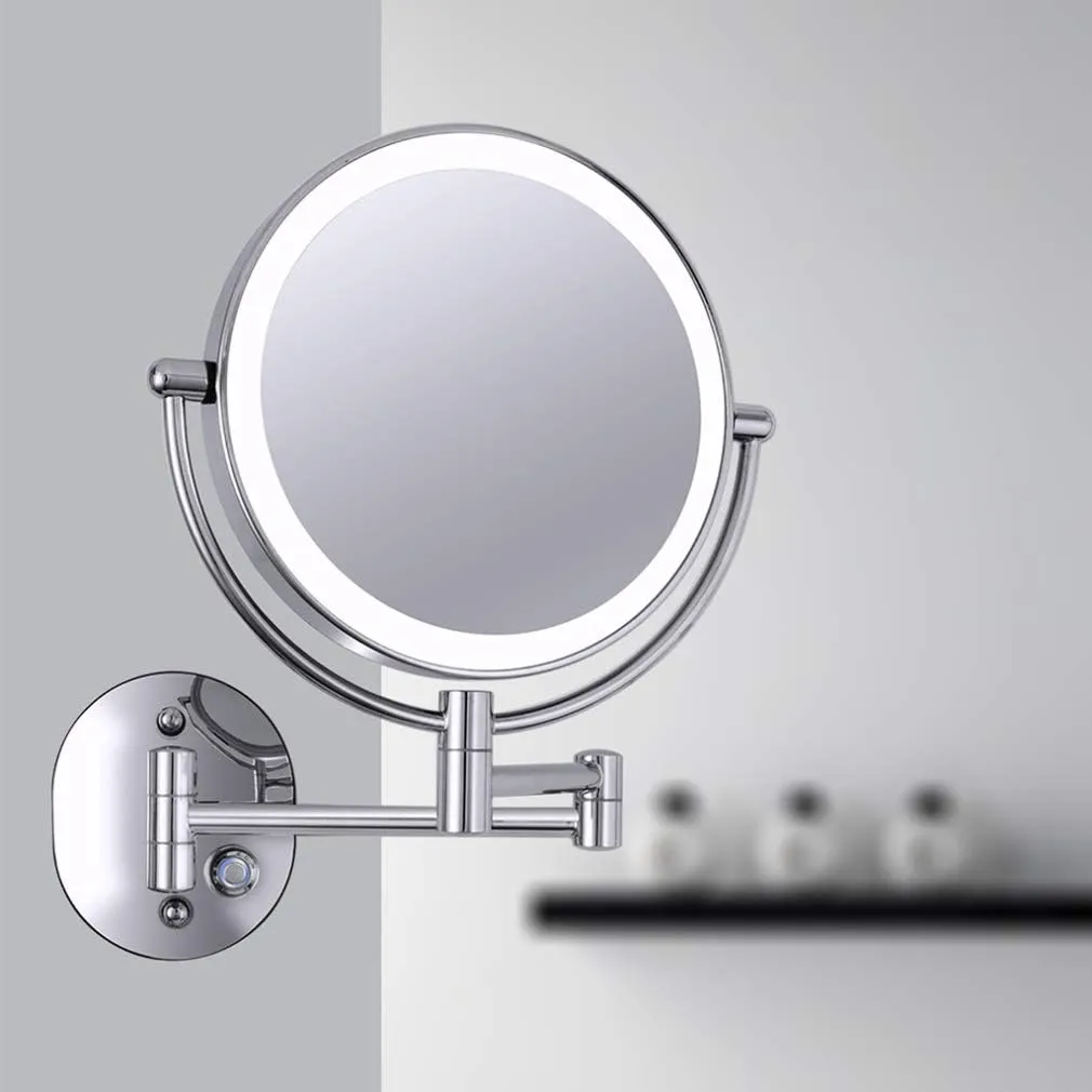 LED Makeup Vanity Mirror,Two-Sided Wall Mounted Beauty Mirror Multiple Magnification Bathroom Mirror 360° Swivel Extendable Cosmetic Mirror Powered by